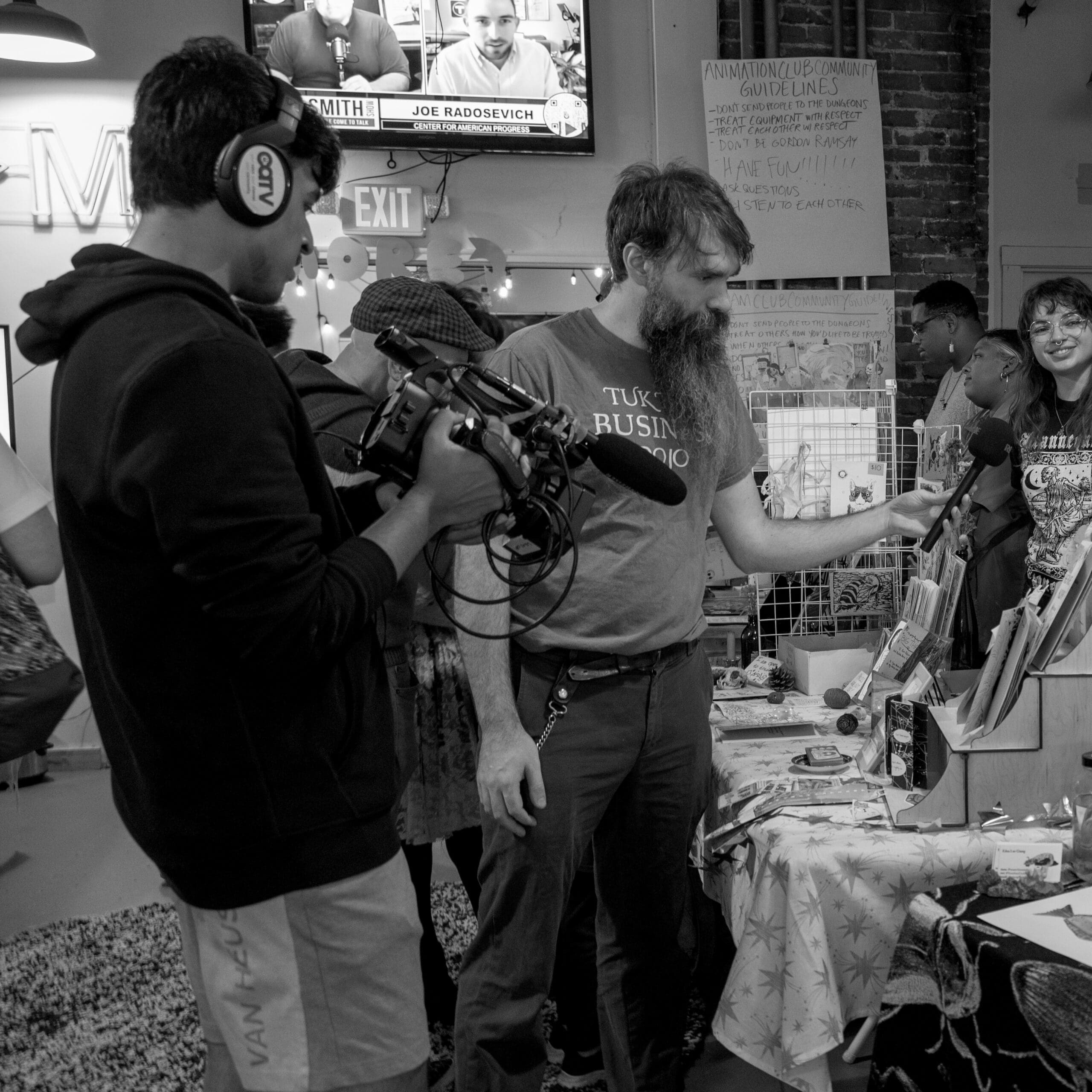 chico doing an interview at twist